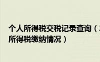 个人所得税交税记录查询（2024年10月09日如何查询个人所得税缴纳情况）